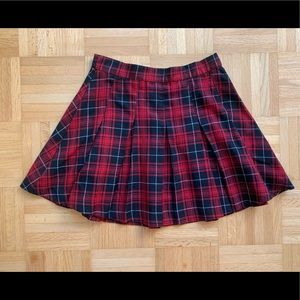 Red plaid skirt